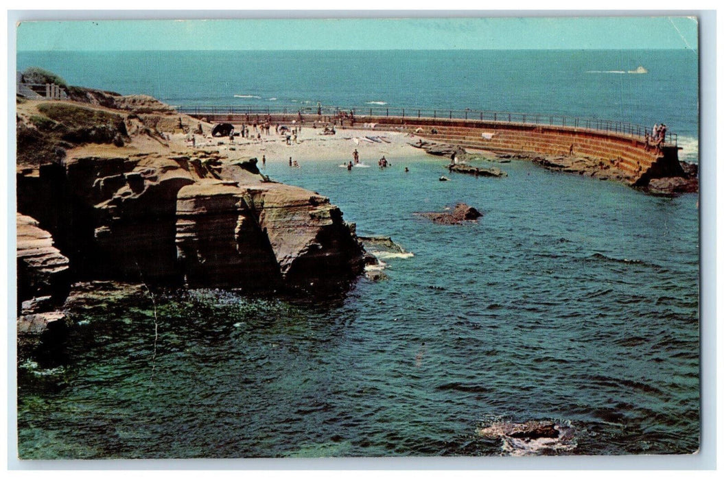 1971 Breakwater Forming Children's Pool La Jolla California CA Postcard