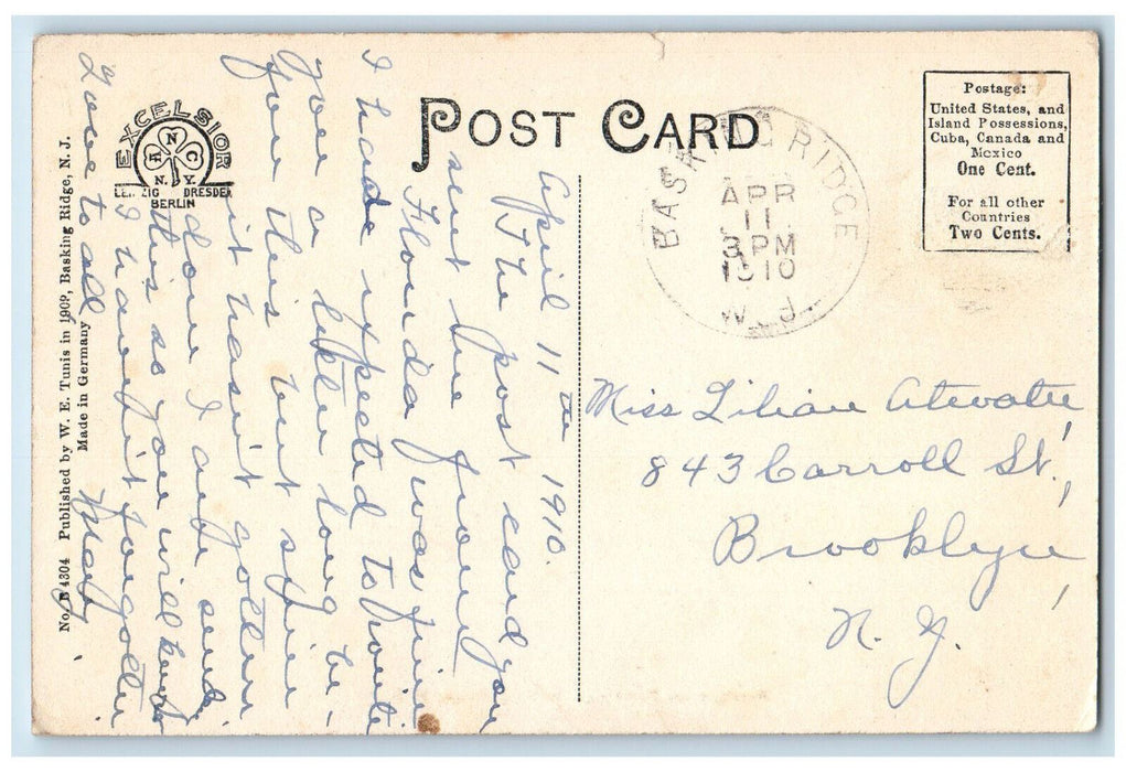 1910 Presbyterian Parsonage Basking Ridge New Jersey NJ Antique Postcard