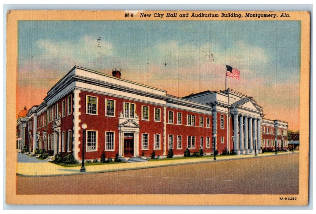 1948 New City Hall and Auditorium Building Montgomery Alabama AL Postcard