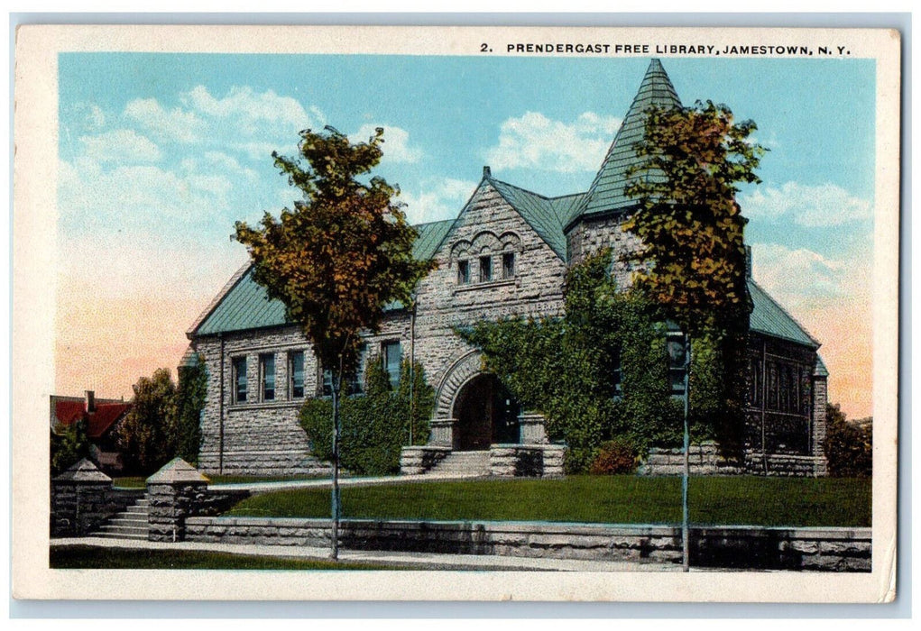 c1920's Prendergast Free Library Jamestown New York NY Antique Postcard