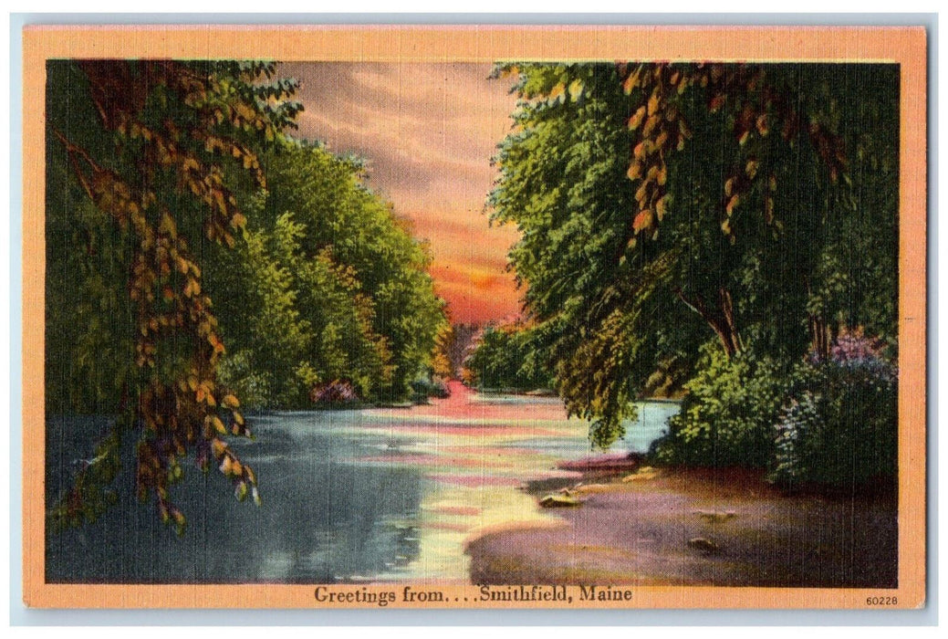 1951 Sunset Greetings from Smithfield Maine ME Vintage Posted Postcard