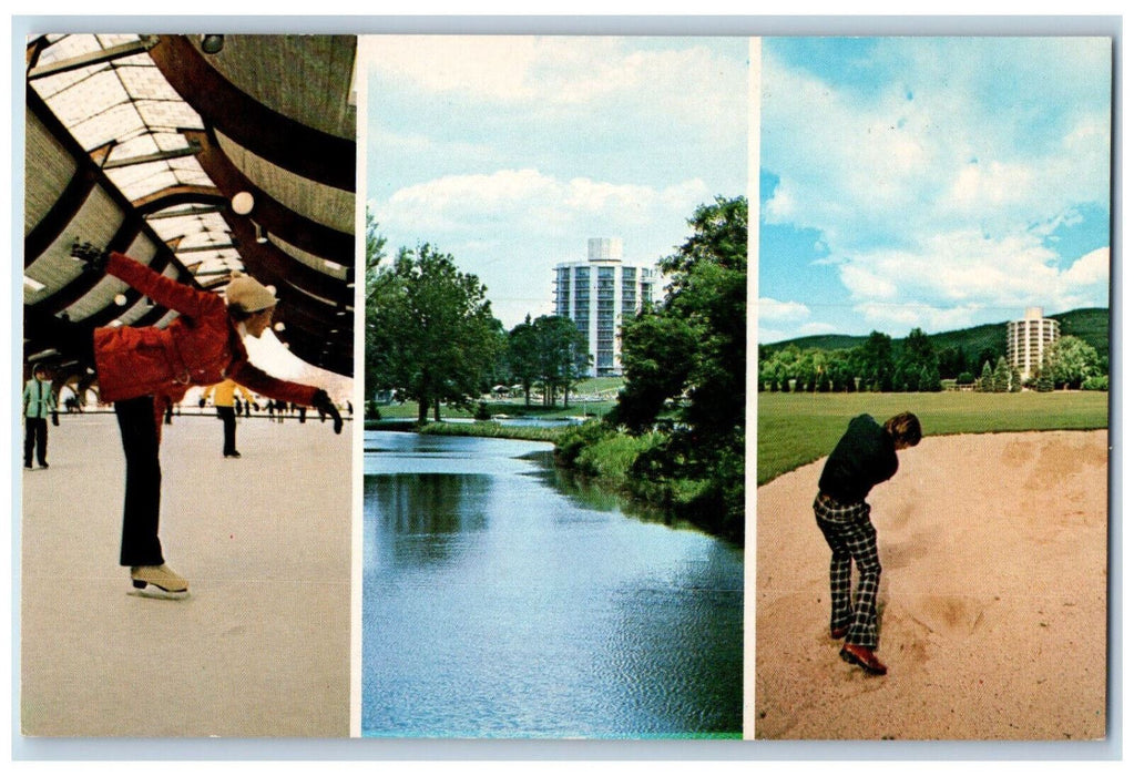 c1960's Ice Skating River Golf Nevele Ellenville New York NY Multiview Postcard