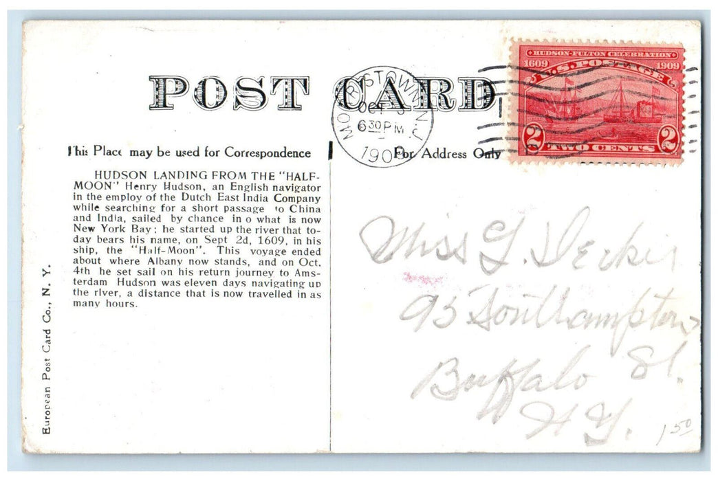 1909 Soldiers on Boat Scene Hudson Landing From The Half Moon NY Postcard