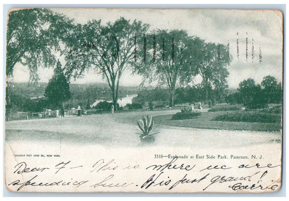 1906 View Of Esplanade At East Side Park Paterson New Jersey NJ Antique Postcard