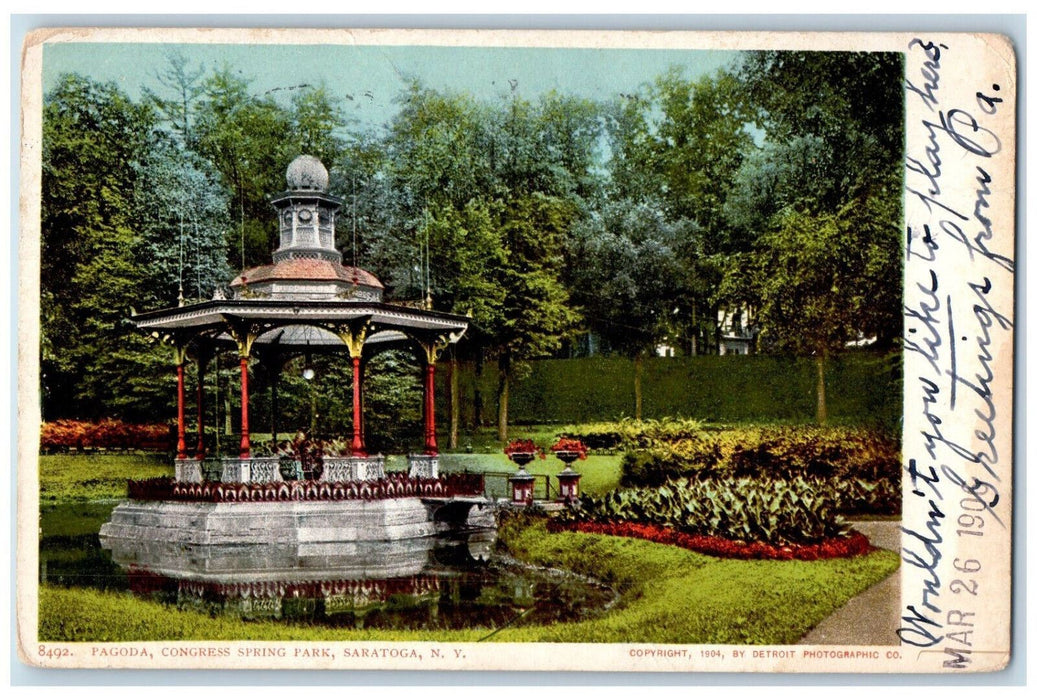 1906 Pagoda Congress Spring Park Garden Saratoga New York NY Antique Postcard