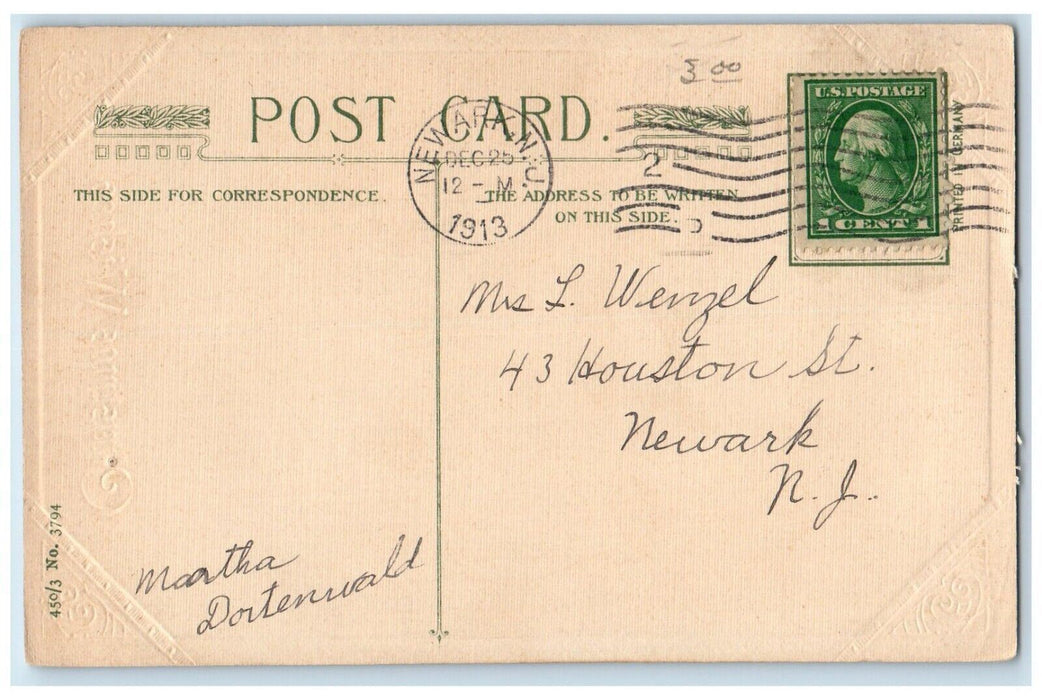 1913 Christmas Wishes Winter John Winsch Artist Signed Newark NJ Posted Postcard