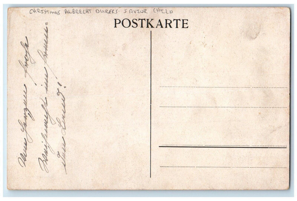 c1910's Christmas Albrecht Durers Savior Child Posted Antique Postcard