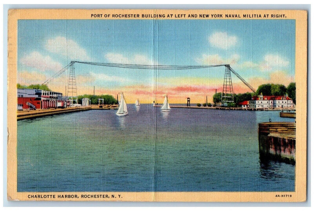1944 Charlotte Harbor Port Rochester Building Naval Militia New York NY Postcard