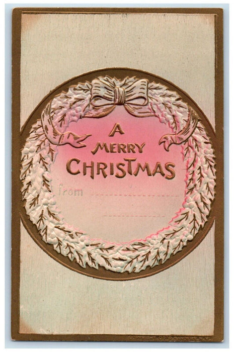 1909 Christmas Wreath Embossed Greensburg Indiana IN Posted Antique Postcard