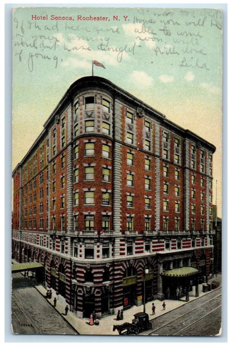 c1911 Hotel Seneca Exterior View Rochester Hilton New York NY Antique Postcard