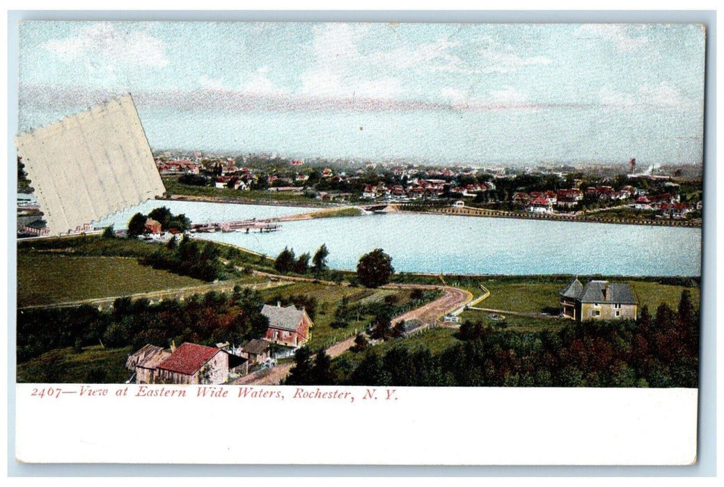 1905 Aerial Birds Eye View Eastern Wide Waters Lake Rochester New York Postcard