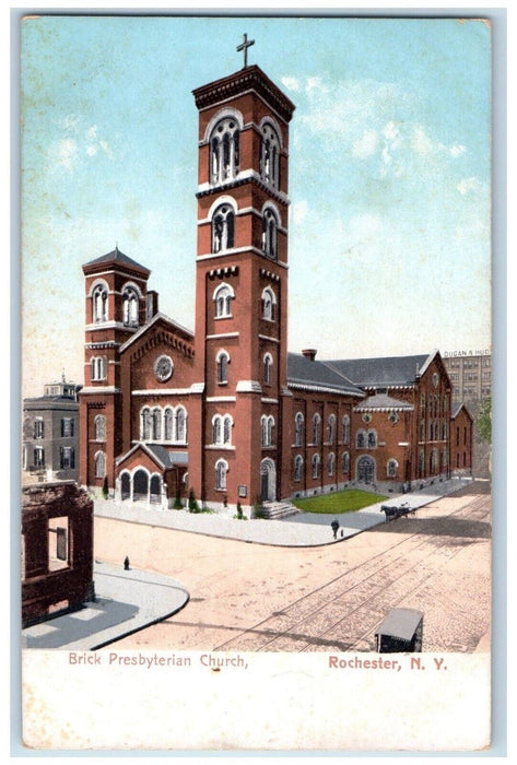 c1910 Brick Presbyterian Church Exterior Building Rochester New York NY Postcard