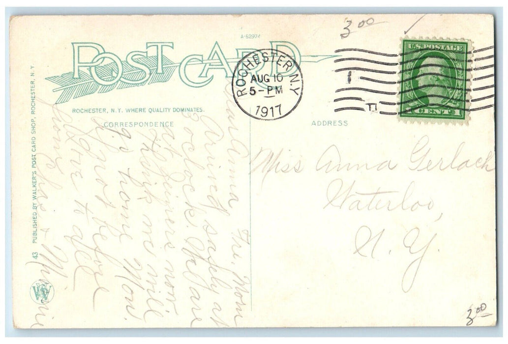 1917 Court House Showing City Hall Right Streetcar Rochester New York Postcard