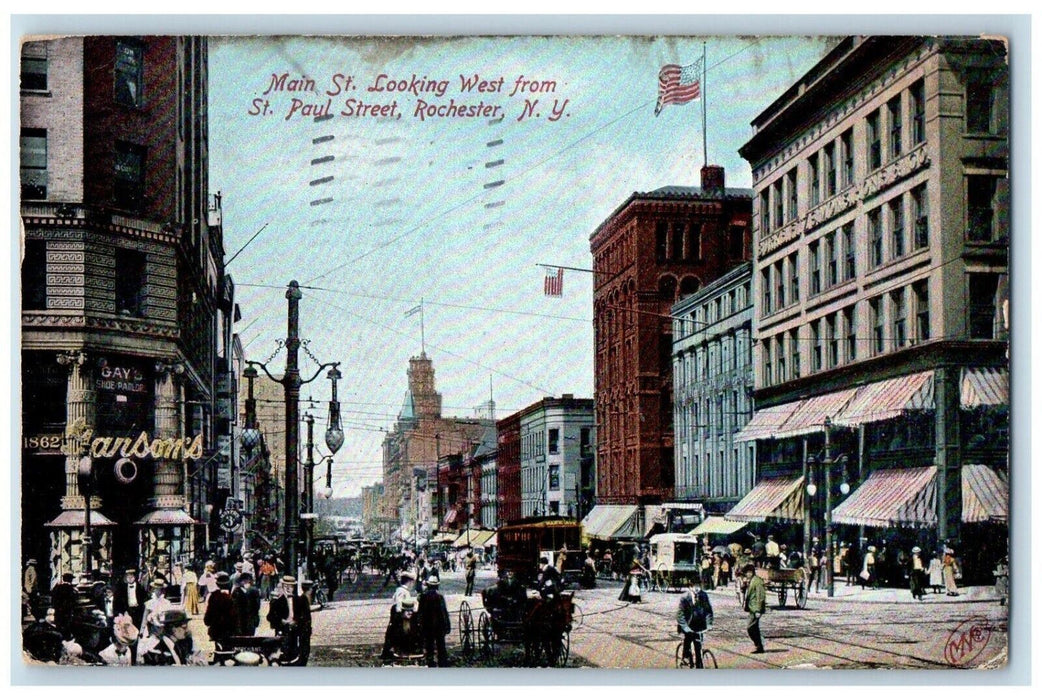 1906 Main St. Looking West St. Paul Street Exterior Rochester New York Postcard