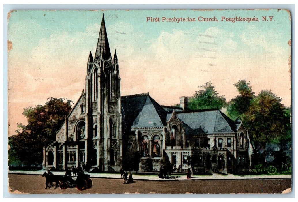 1917 First Presbyterian Church Exterior Building Poughkeepsie New York Postcard