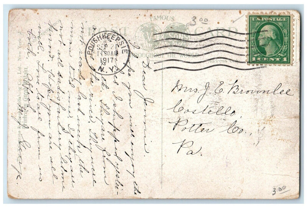 1917 First Presbyterian Church Exterior Building Poughkeepsie New York Postcard