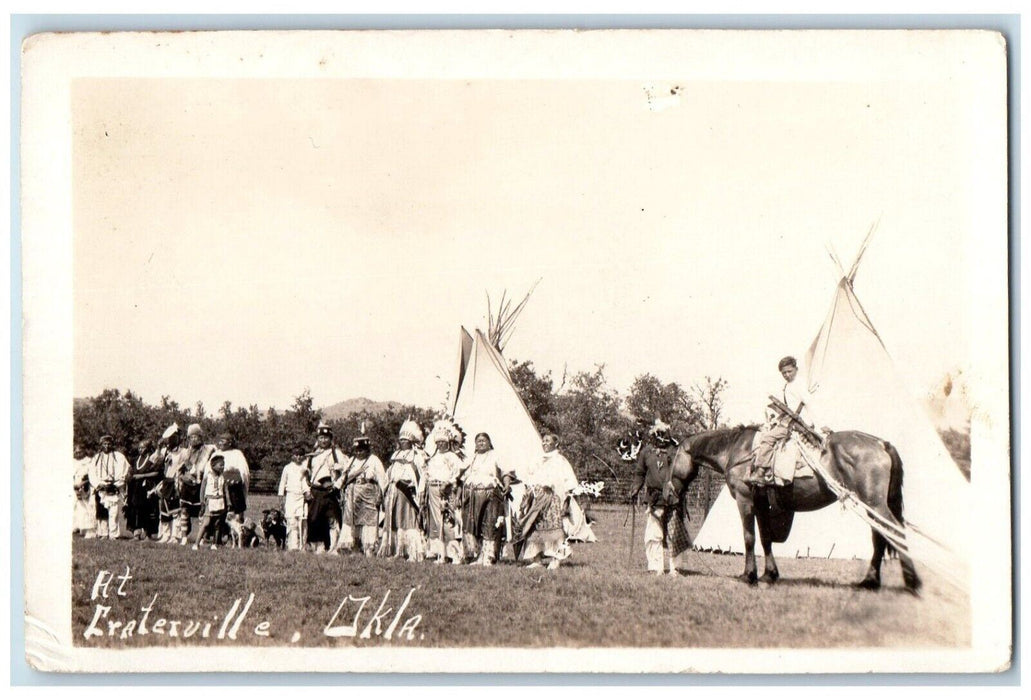 1926 Native American Horse Dog Teepee Cache Craterville OK RPPC Photo Postcard