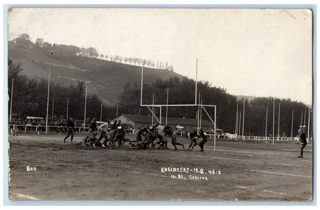1921 Football Rugby Game Sports Engineers Koblenz Germany RPPC Photo Postcard