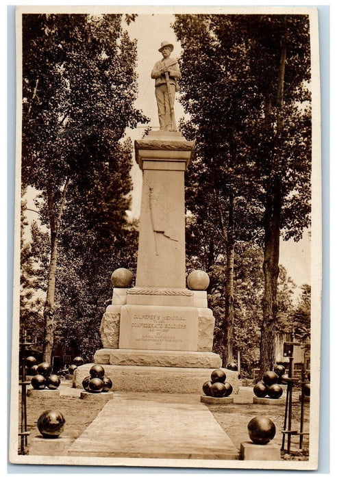 c1910's Confederate Soldier Civil War Memorial Culpeper VA RPPC Photo Postcard