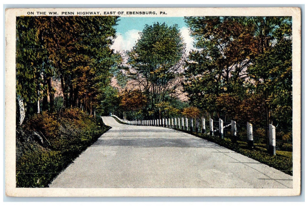 1936 On The WM Penn Highway East Of Ebensburg Pennsylvania PA Vintage  Postcard