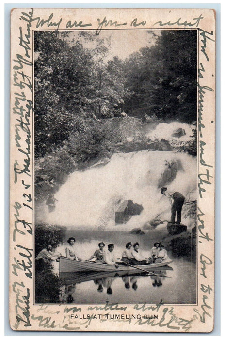 1906 Water Falls At Tumeling Run Pottsville Pennsylvania PA, Canoeing Postcard