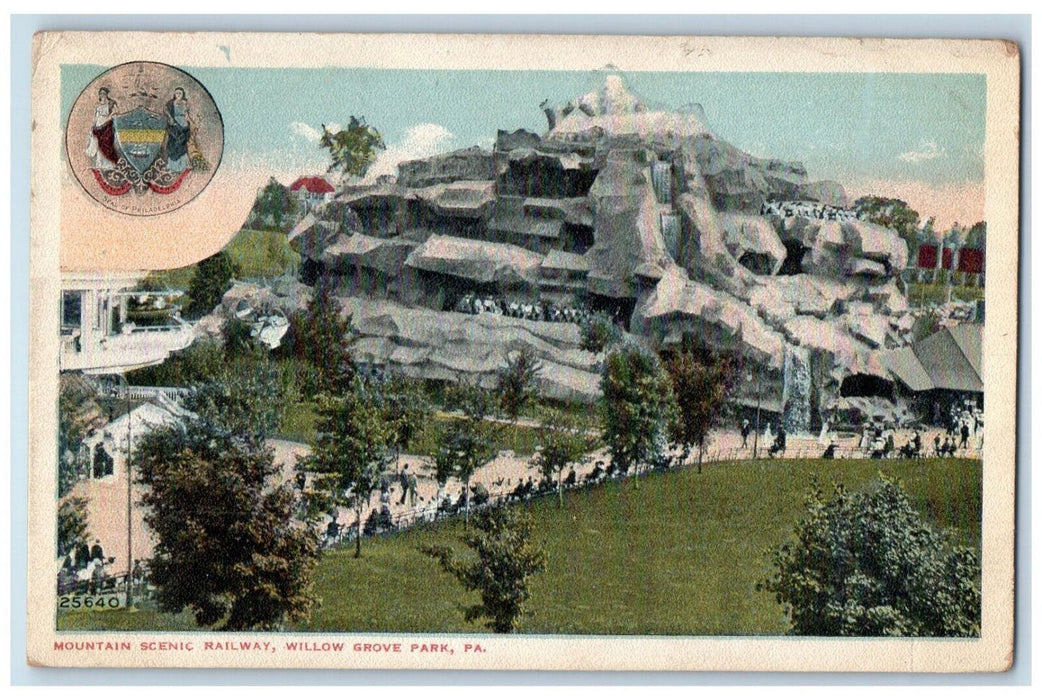1917 Mountain Scenic Railway Willow Grove Park Philadelphia PA Antique Postcard