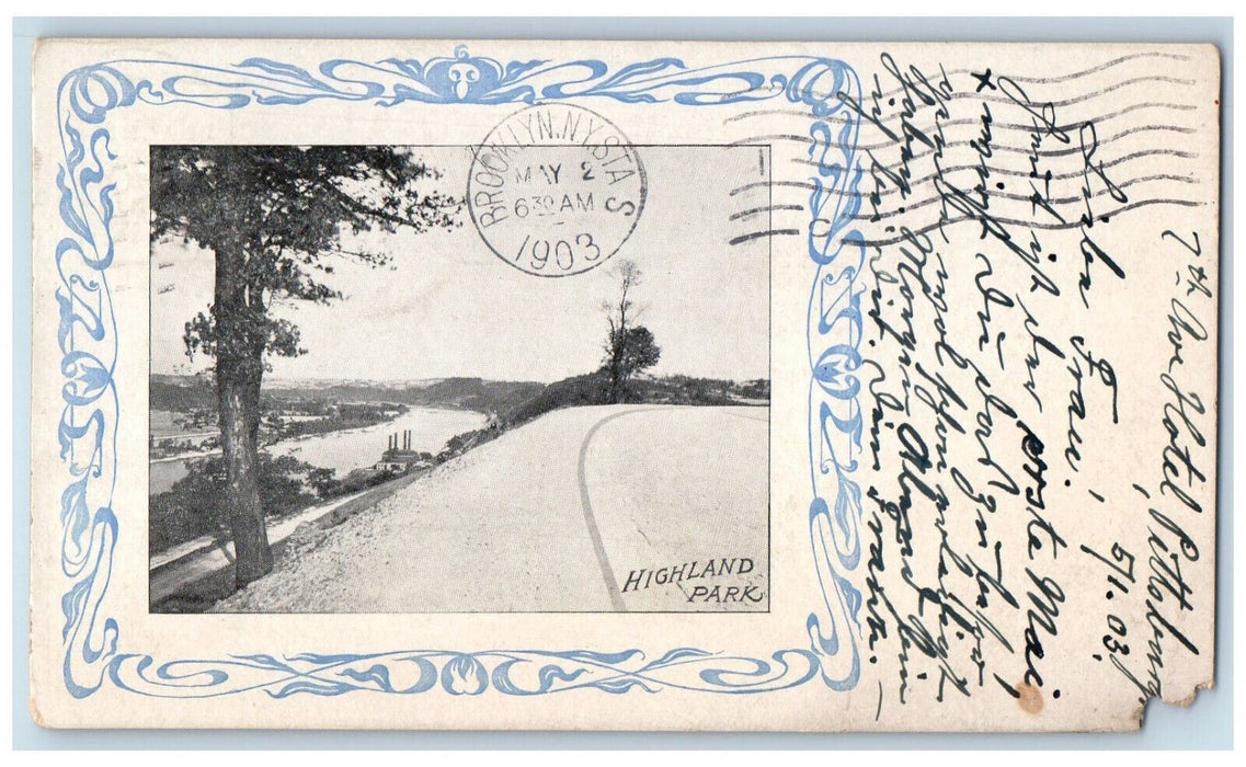 1903 View Of Highland Park Philadelphia PA, Tree Scene Antique Posted Postcard