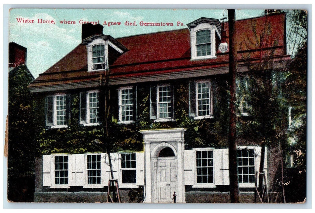 1912 Wister Home Where General Agnew Died Germantown Pennsylvania PA Postcard