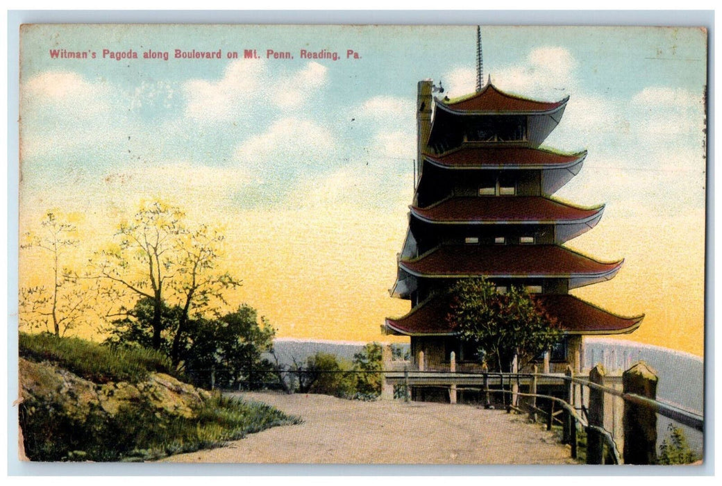 Witman's Pagoda Along Boulevard On Mt. Penn Reading Pennsylvania PA Postcard