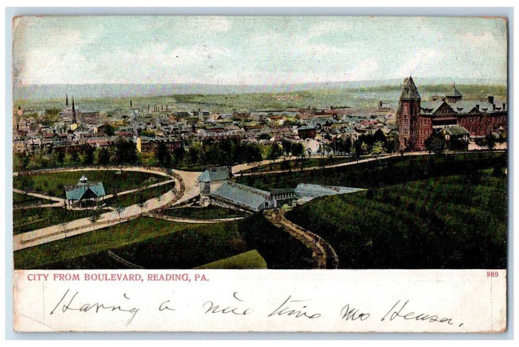 1906 Aerial View City From Boulevard Reading Pennsylvania PA Antique Postcard