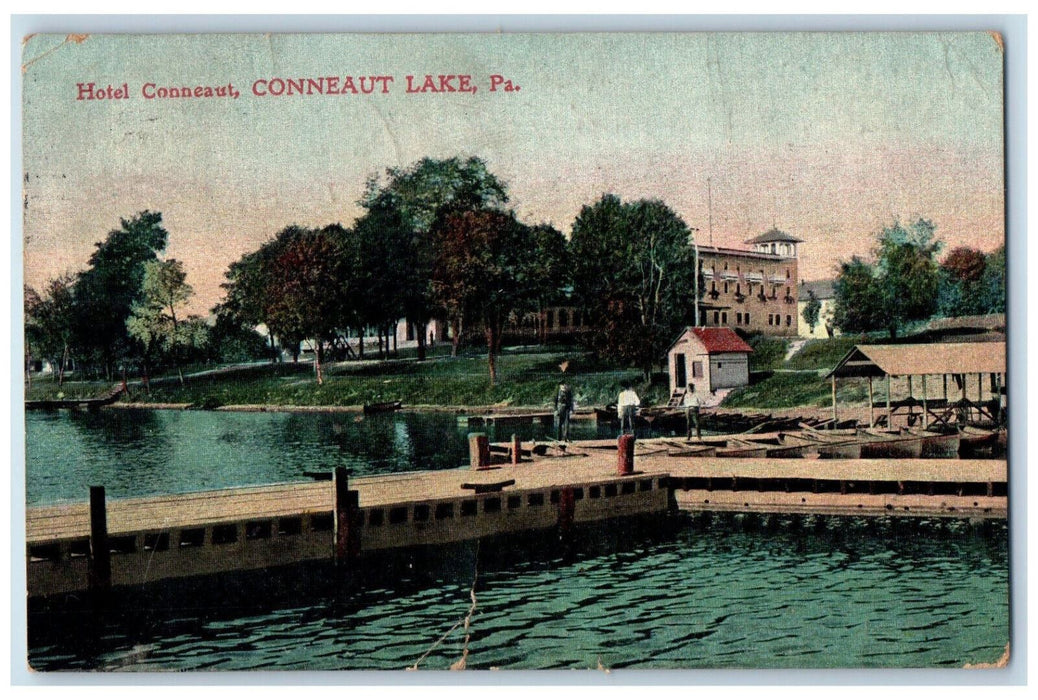 1908 Hotel Conneaut, Conneaut Lake Exposition Pennsylvania PA Antique Postcard
