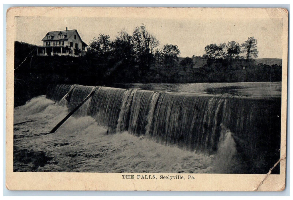 1917 The Falls Seelyville Pennsylvania PA, Water Stream Scene Antique Postcard