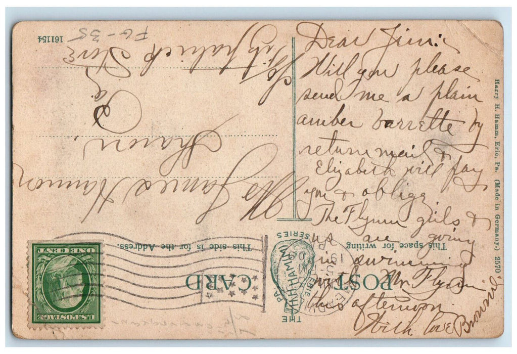1909 First National Bank Exterior Scene Conneaut Pennsylvania PA Postcard