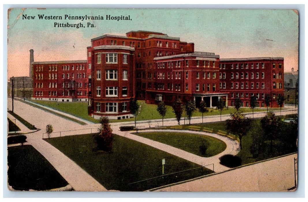 1912 New Western Pennsylvania Hospital Pittsburgh PA, Panoramic View Postcard
