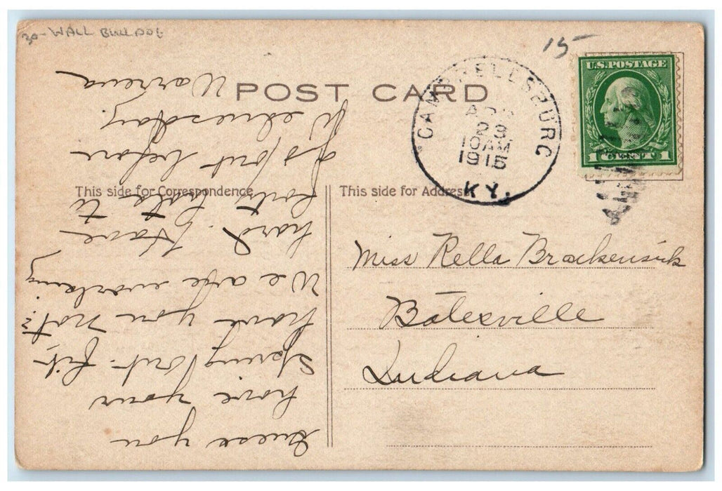 1915  Anthropomorphic Bull Dog Bite Of Chunk Campbellsburg KY Wall Postcard