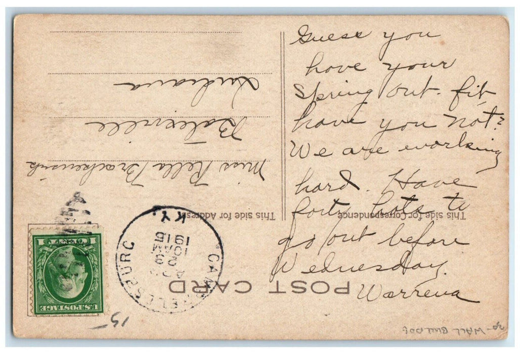 1915  Anthropomorphic Bull Dog Bite Of Chunk Campbellsburg KY Wall Postcard