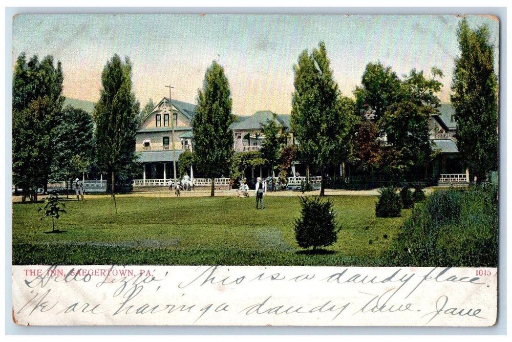 1911 The Inn Motel Garden Scene Saegertown Pennsylvania PA Antique Postcard