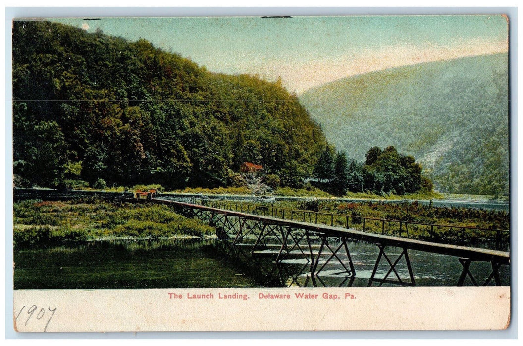The Launch Landing Delaware Water Gap Pennsylvania PA, Bridge Mountain Postcard