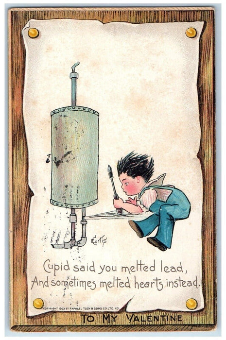 1909 Plumber Cupid New Haven Connecticut CT Tuck's Posted Antique Postcard