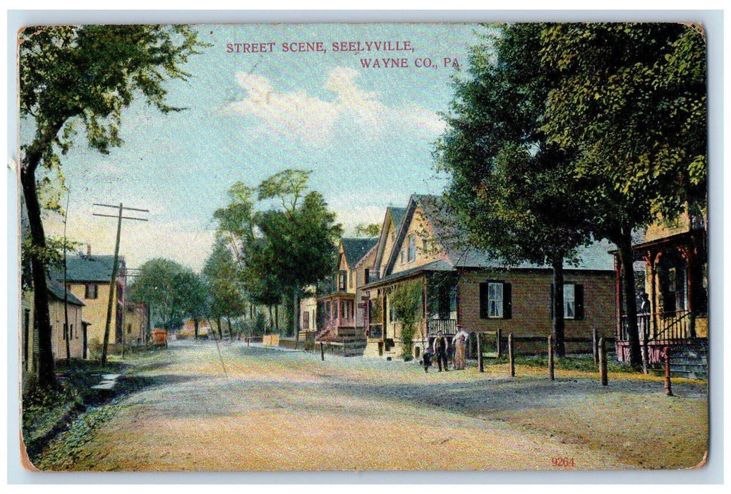 1912 Street Scene Seelyville Wayne Co., Pennsylvania PA Houses Trees  Postcard