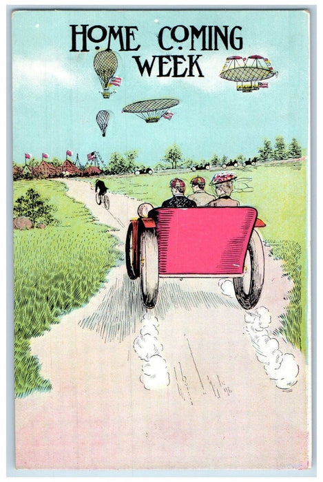 c1910's Airship Dirigible Hot Air Balloon Car Riding New York NY Postcard