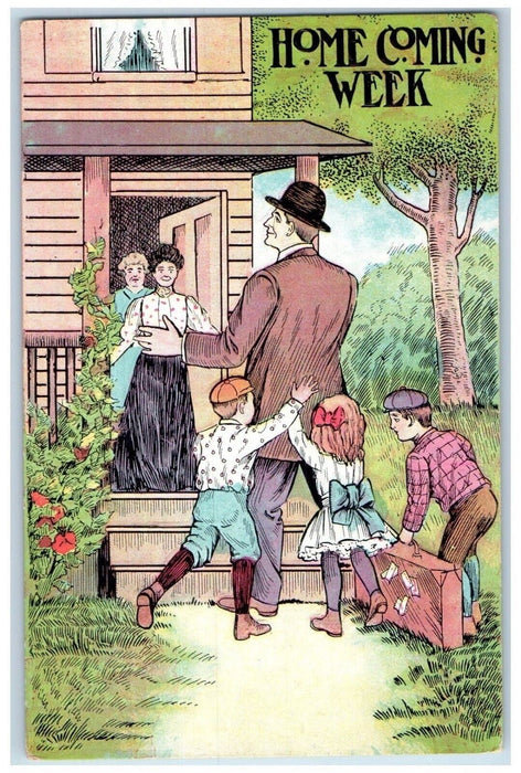 c1910's Home Coming Week Husband Father Embossed New York NY Antique Postcard