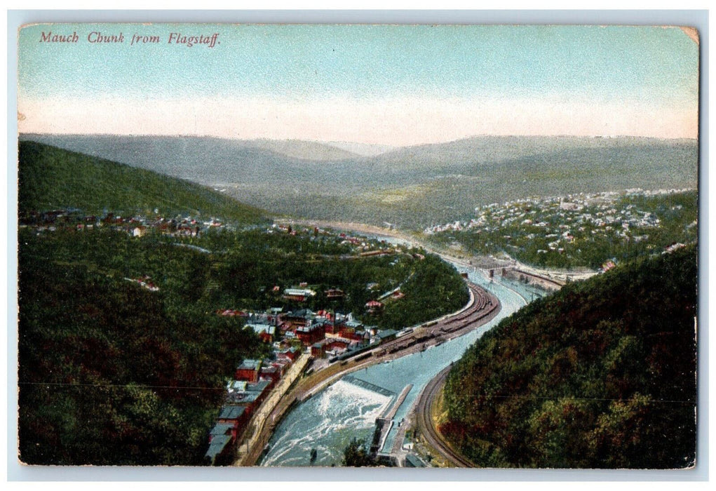 Aerial View Of Mauch Chunk From Flagstaff Pennsylvania PA Antique Postcard