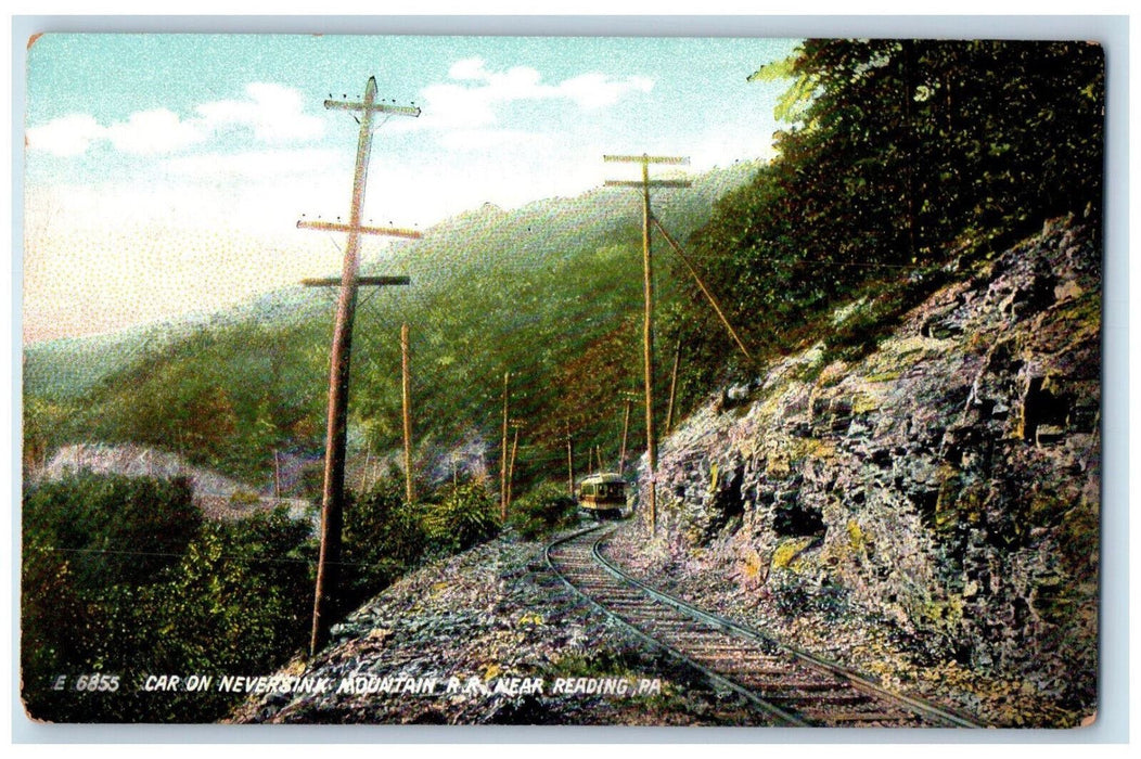 Car On Neversink Mountain Train Railroad Near Reading Pennsylvania PA Postcard