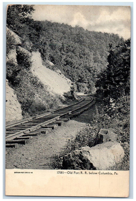 View Of Old Port Train R.R. Railroad Columbia Pennsylvania PA Antique Postcard