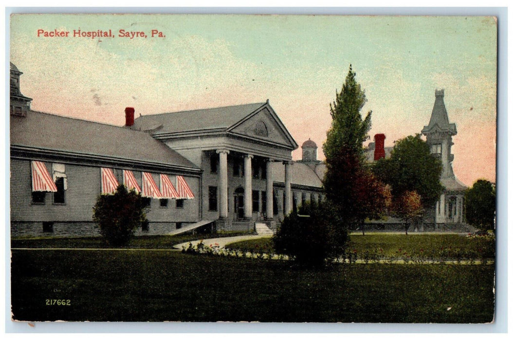 1918 Packer Hospital Exterior Scene Sayre Pennsylvania PA Antique Postcard