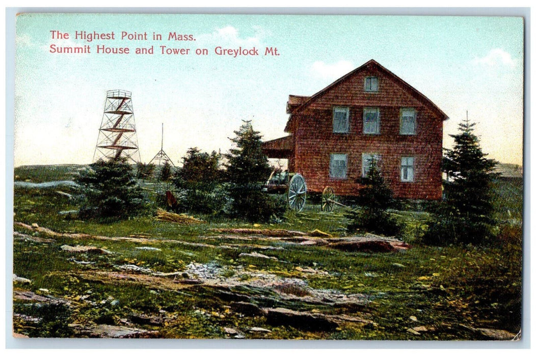 View Of Summit House And Tower On Greylock Mt., Massachusetts MA Postcard