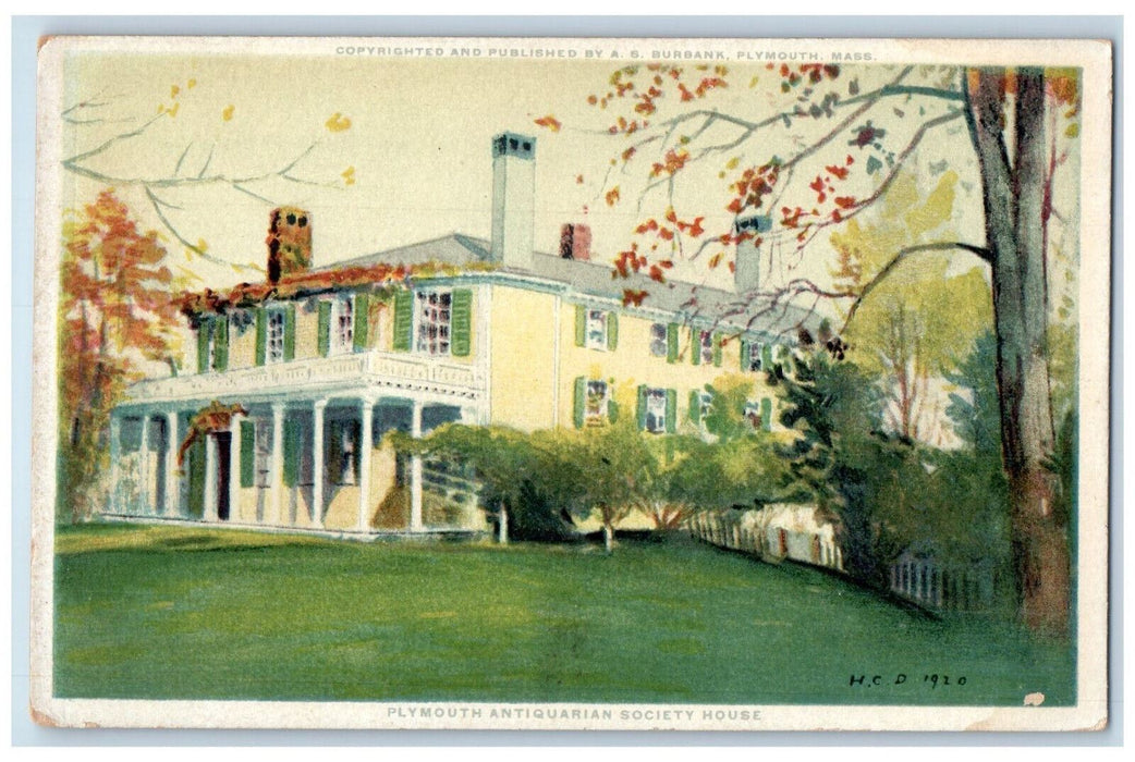 View Of Plymouth Antiquarian Society House Massachusetts MA Phostint Postcard