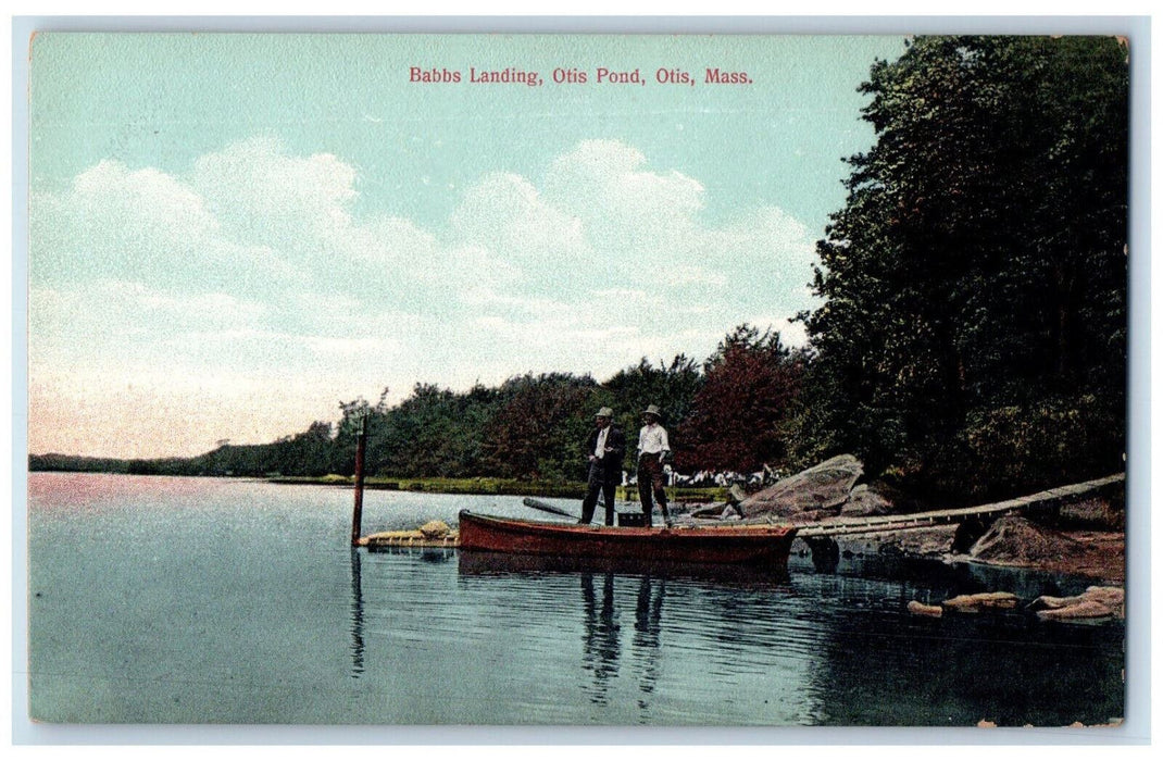 View Of Babbs Boat Landing Otis Pond Massachusetts MA Vintage Unposted Postcard