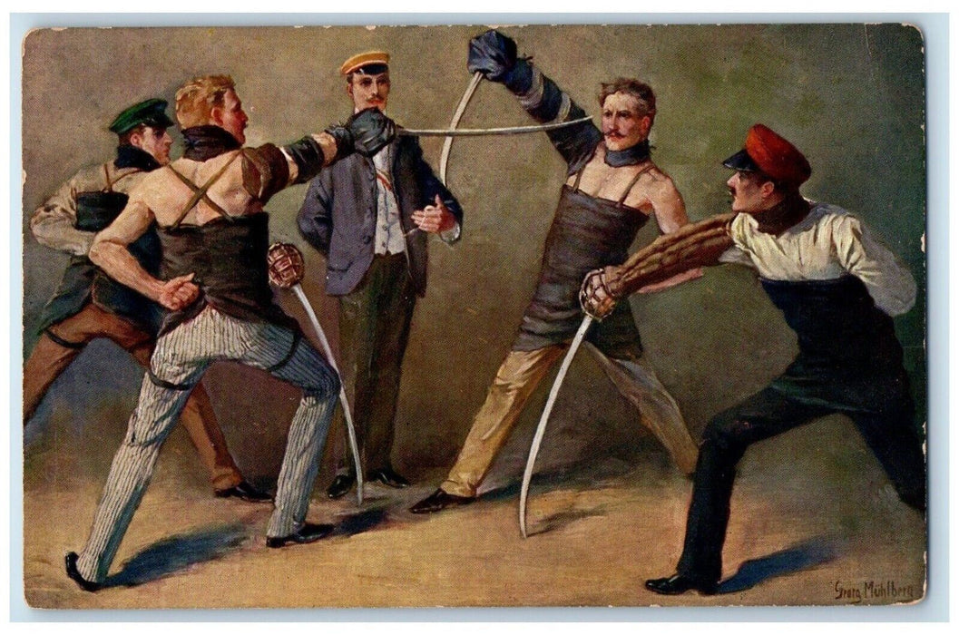 c1910's Student Mensur Fencing Battle Germany Unposted Antique Postcard